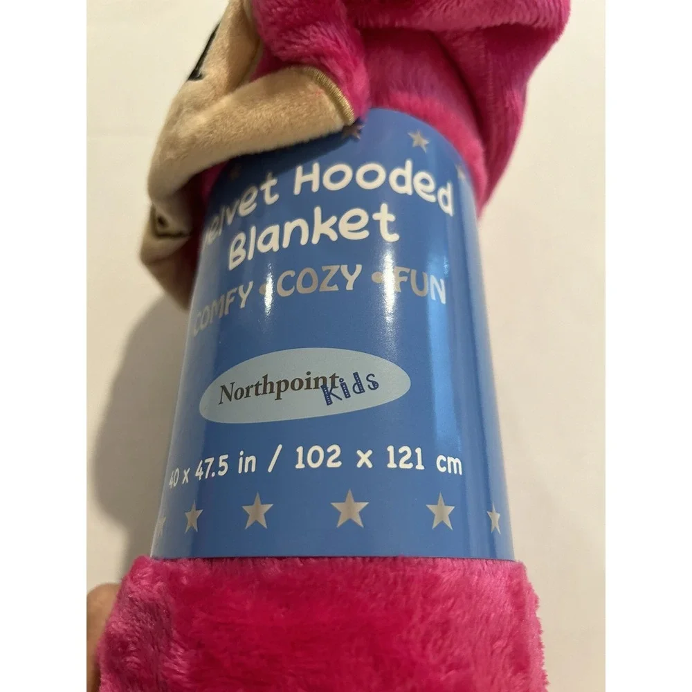 Monkey Pink Velvet Hooded Blanket New‎ Kids Plush Birthday Christmas 40 X 47.5